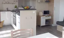 Intérieur d'un mobil home du camping le Pipiou